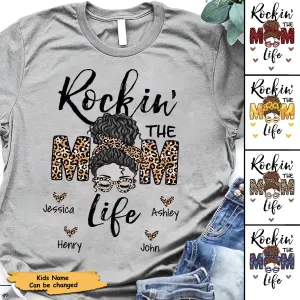 Rockin The Mom Life Messy Bun Personalized Shirt