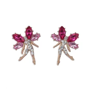 Rose Crystal & Cubic Zirconia Fairy Stud Earrings