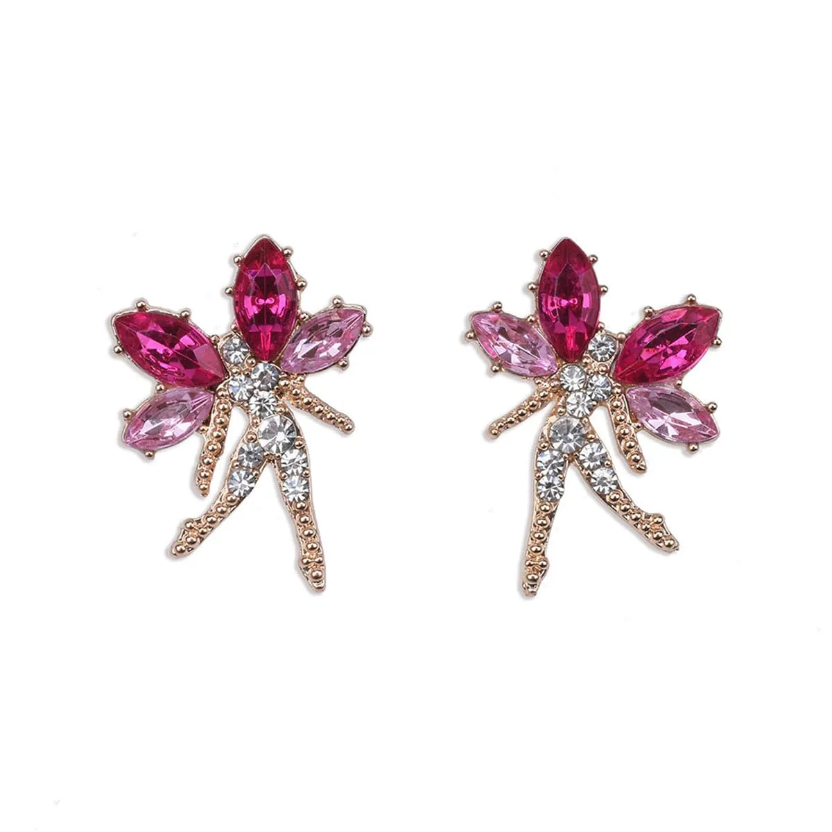 Rose Crystal & Cubic Zirconia Fairy Stud Earrings
