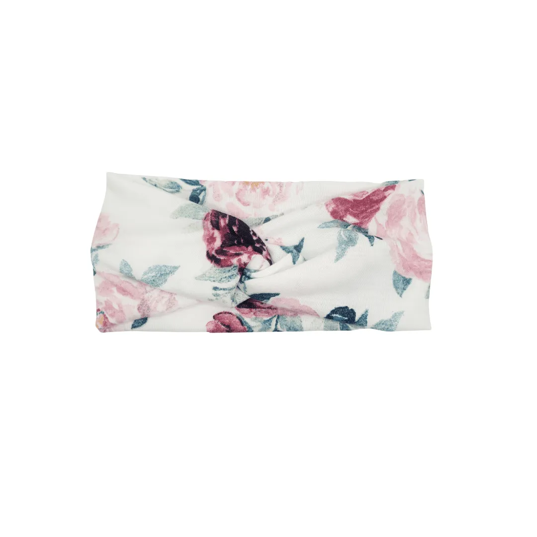 Rose Flower Twist Knot Headband