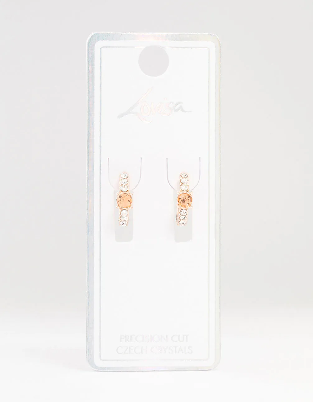 Rose Gold Circle Bohemia Czech Crystal Huggie Earrings