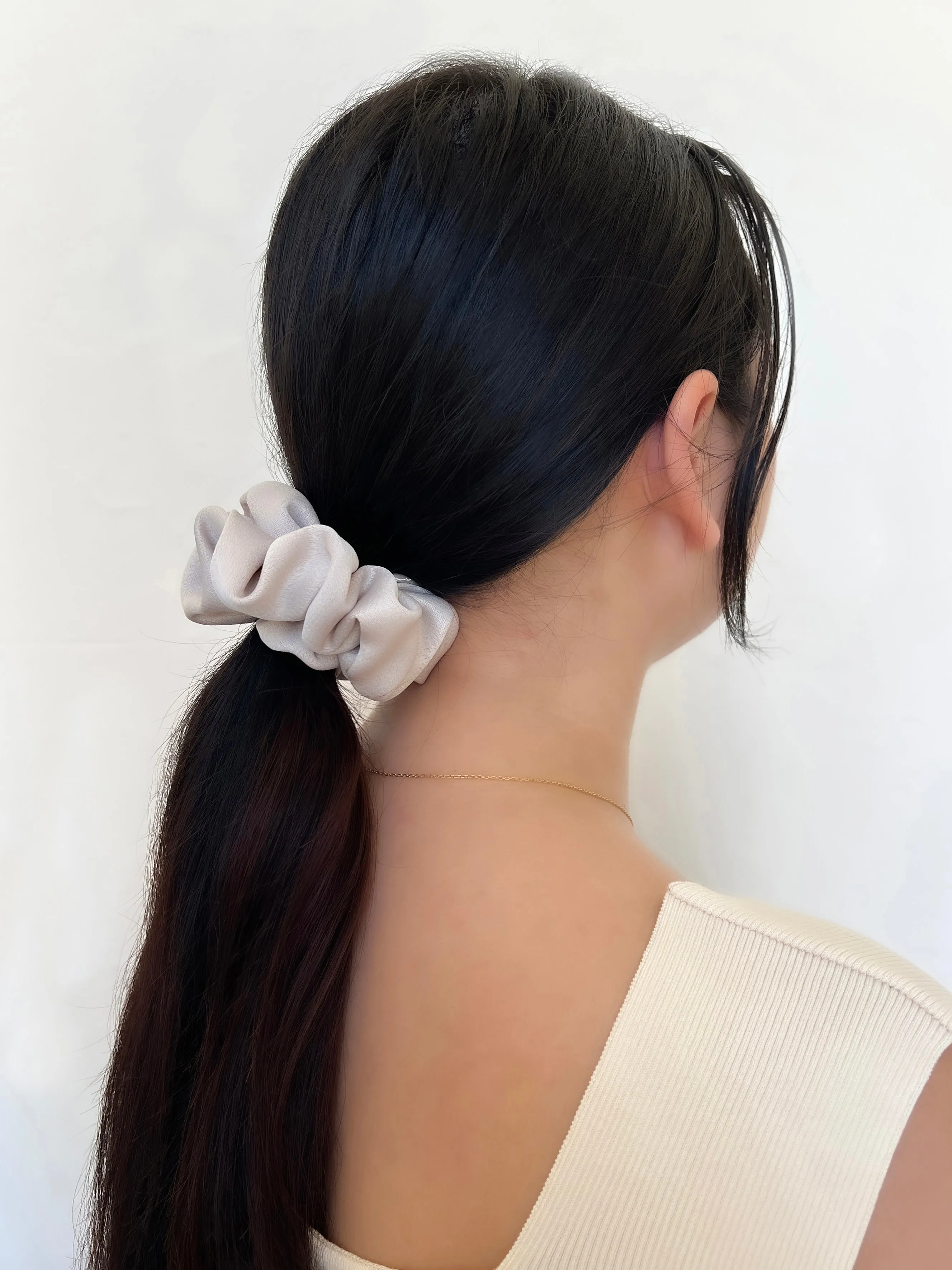Satin Medium Beige Scrunchie