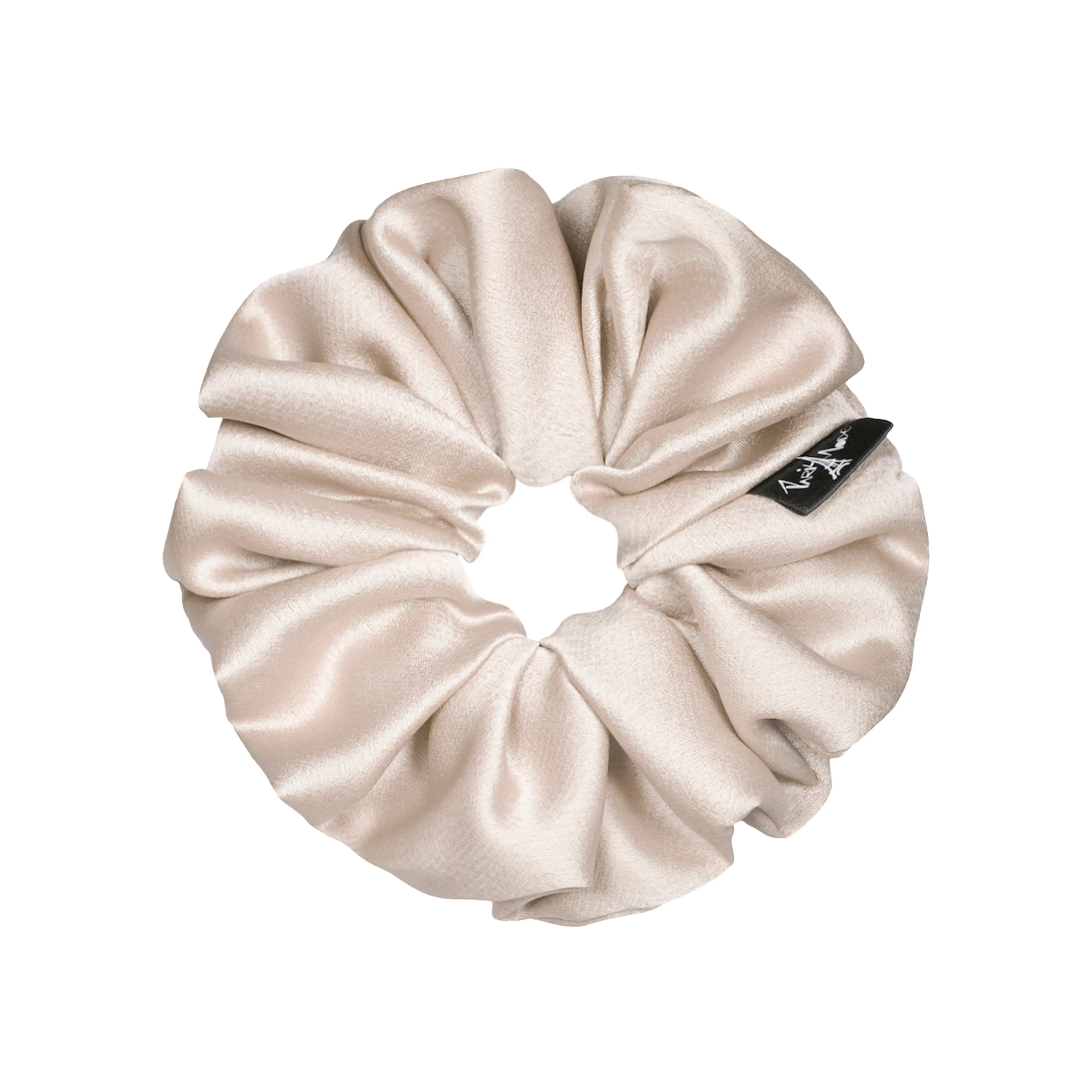 Satin Medium Beige Scrunchie