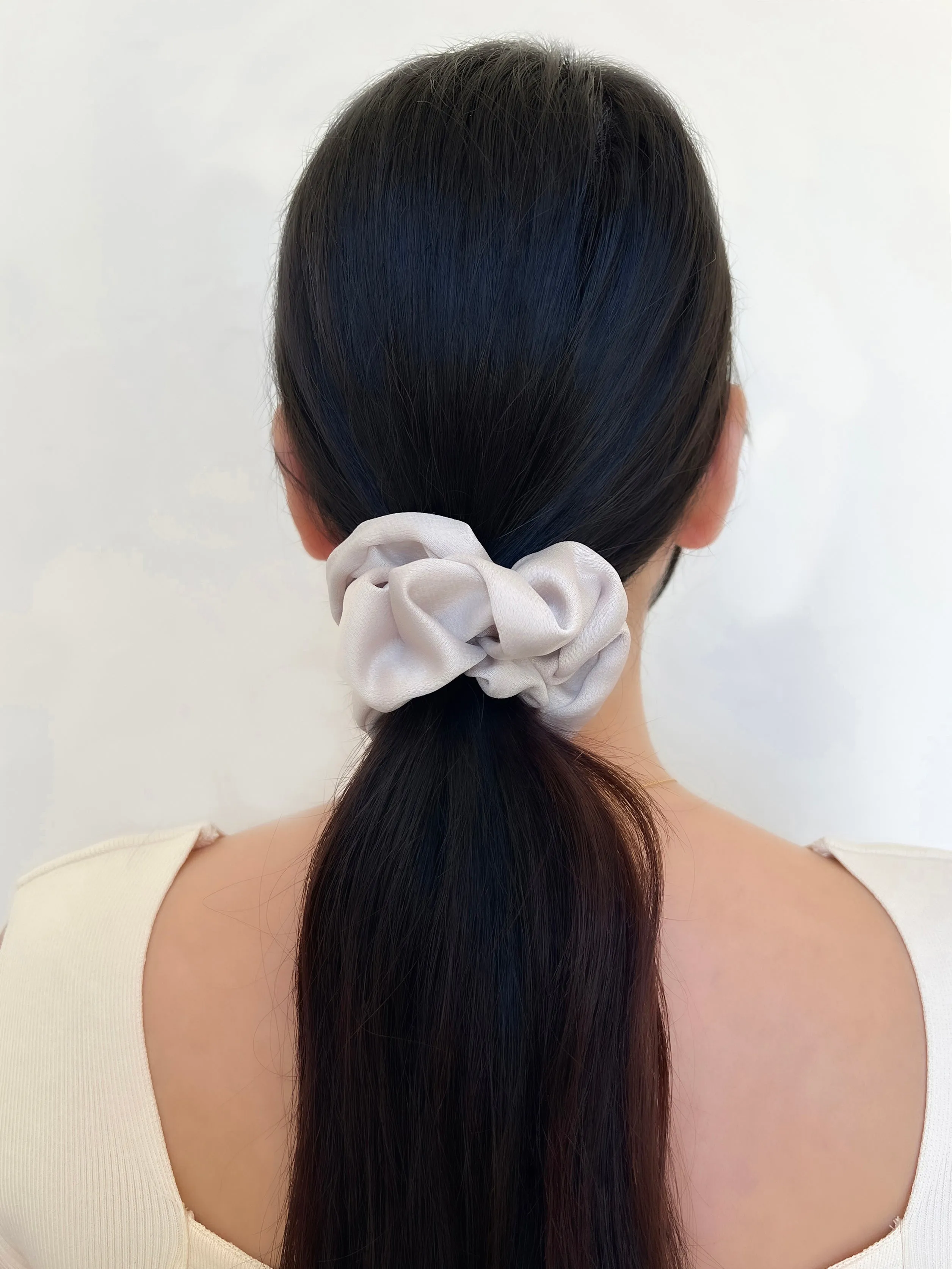 Satin Medium Beige Scrunchie