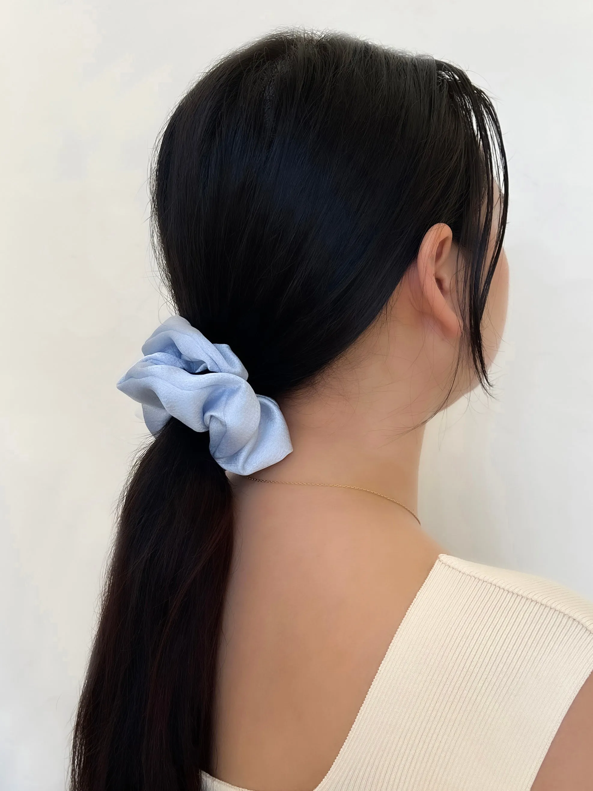 Satin Medium Light Blue Scrunchie