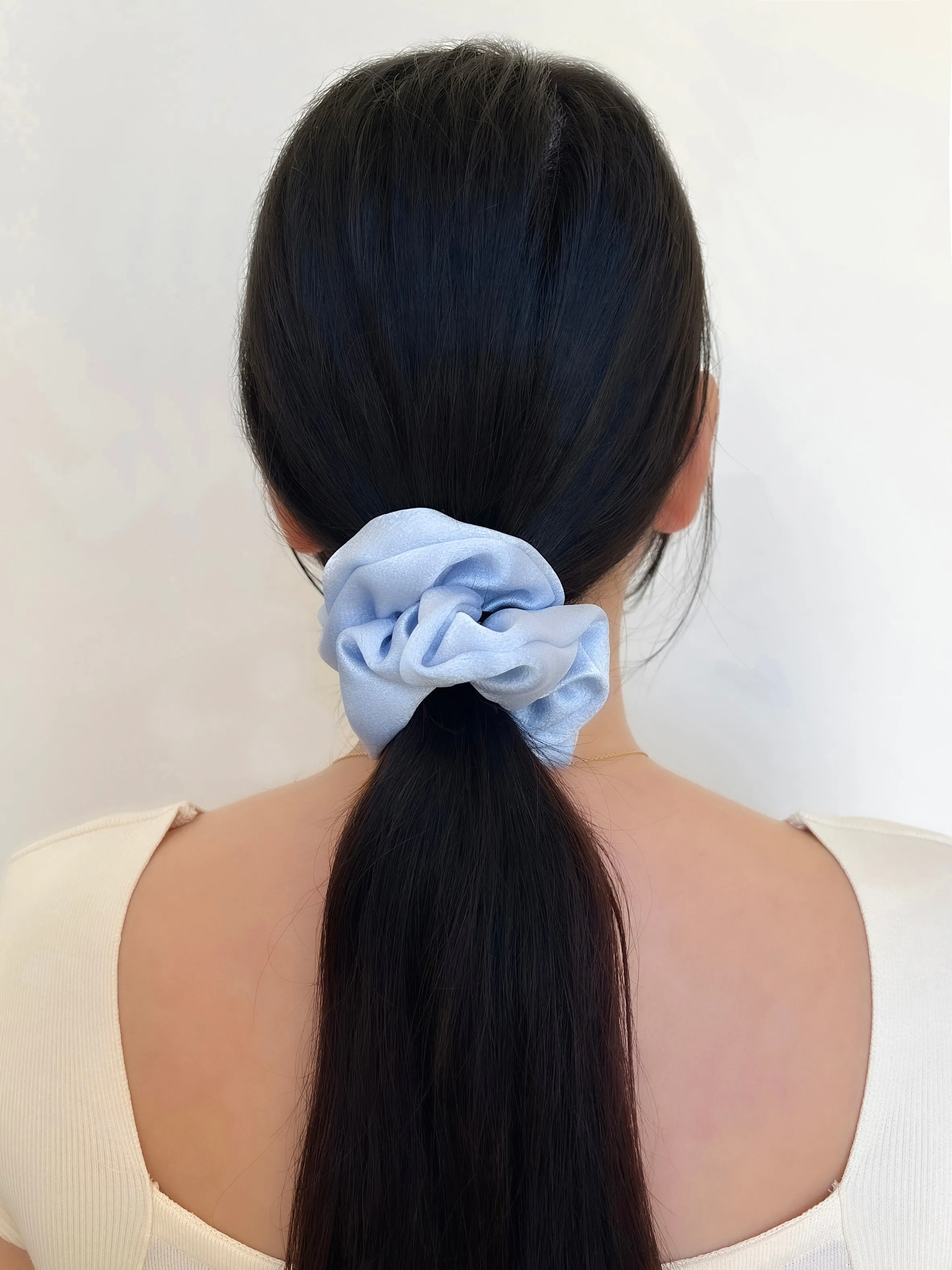 Satin Medium Light Blue Scrunchie