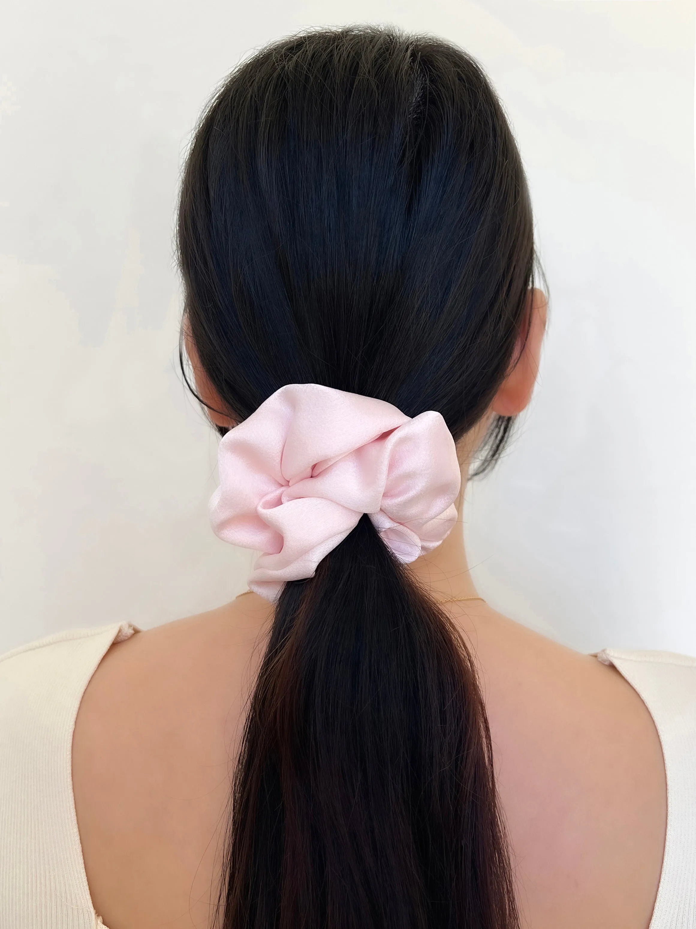 Satin Medium Light Pink Scrunchie