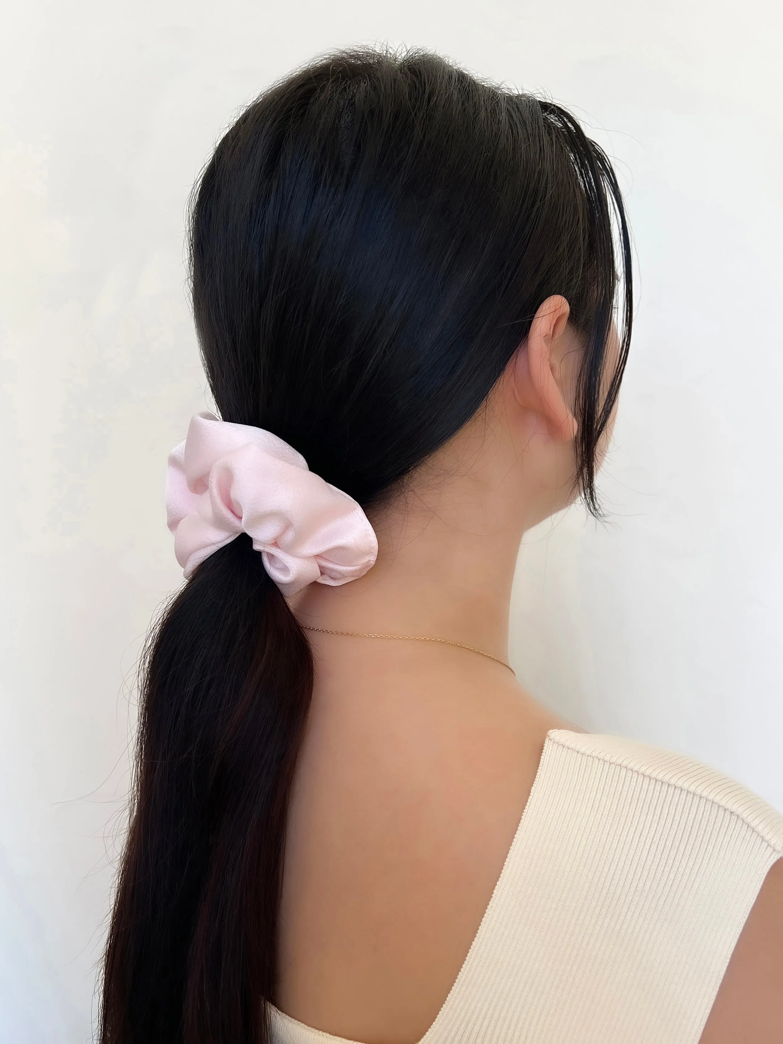 Satin Medium Light Pink Scrunchie