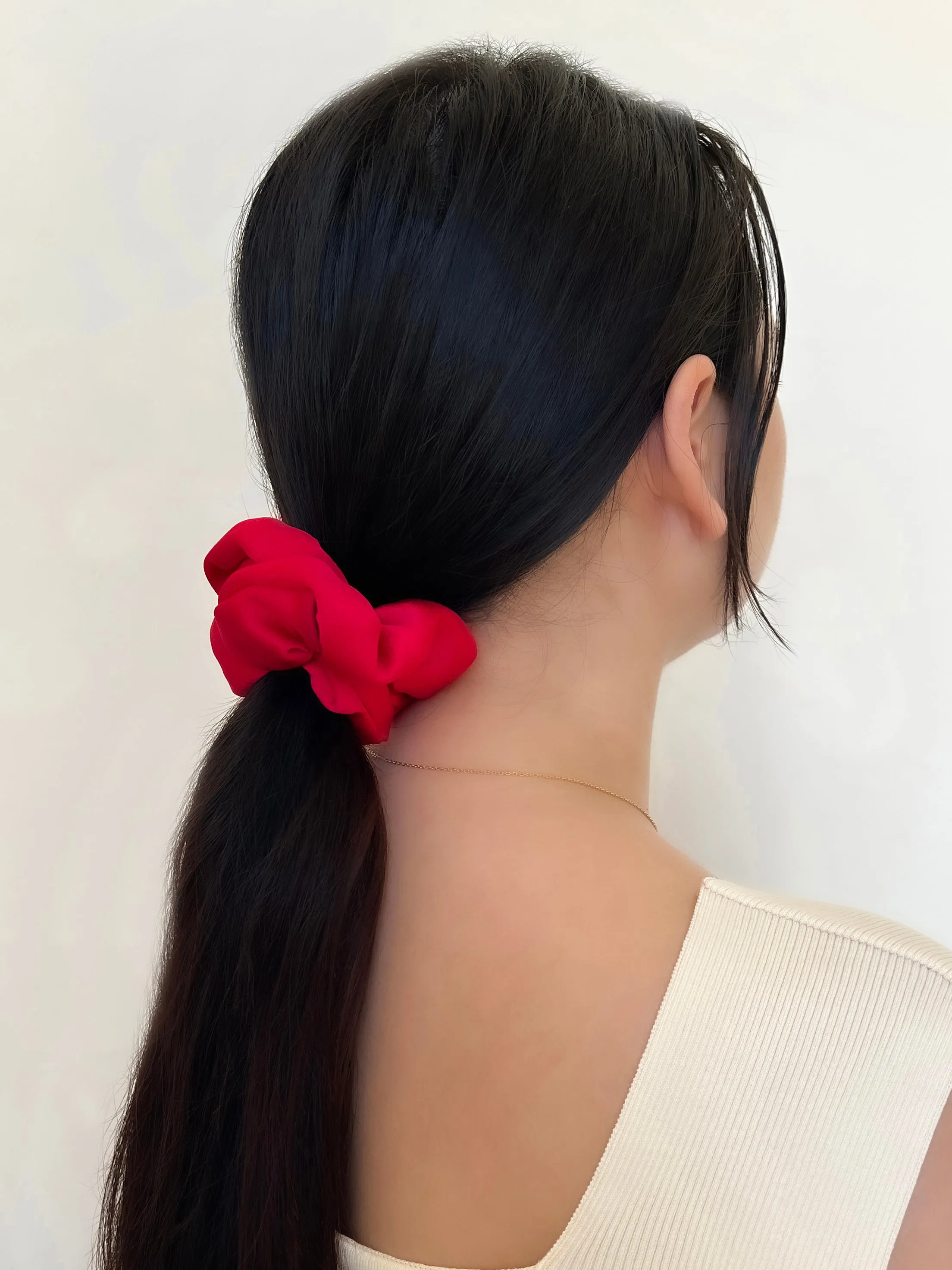 Satin Medium Red Scrunchie