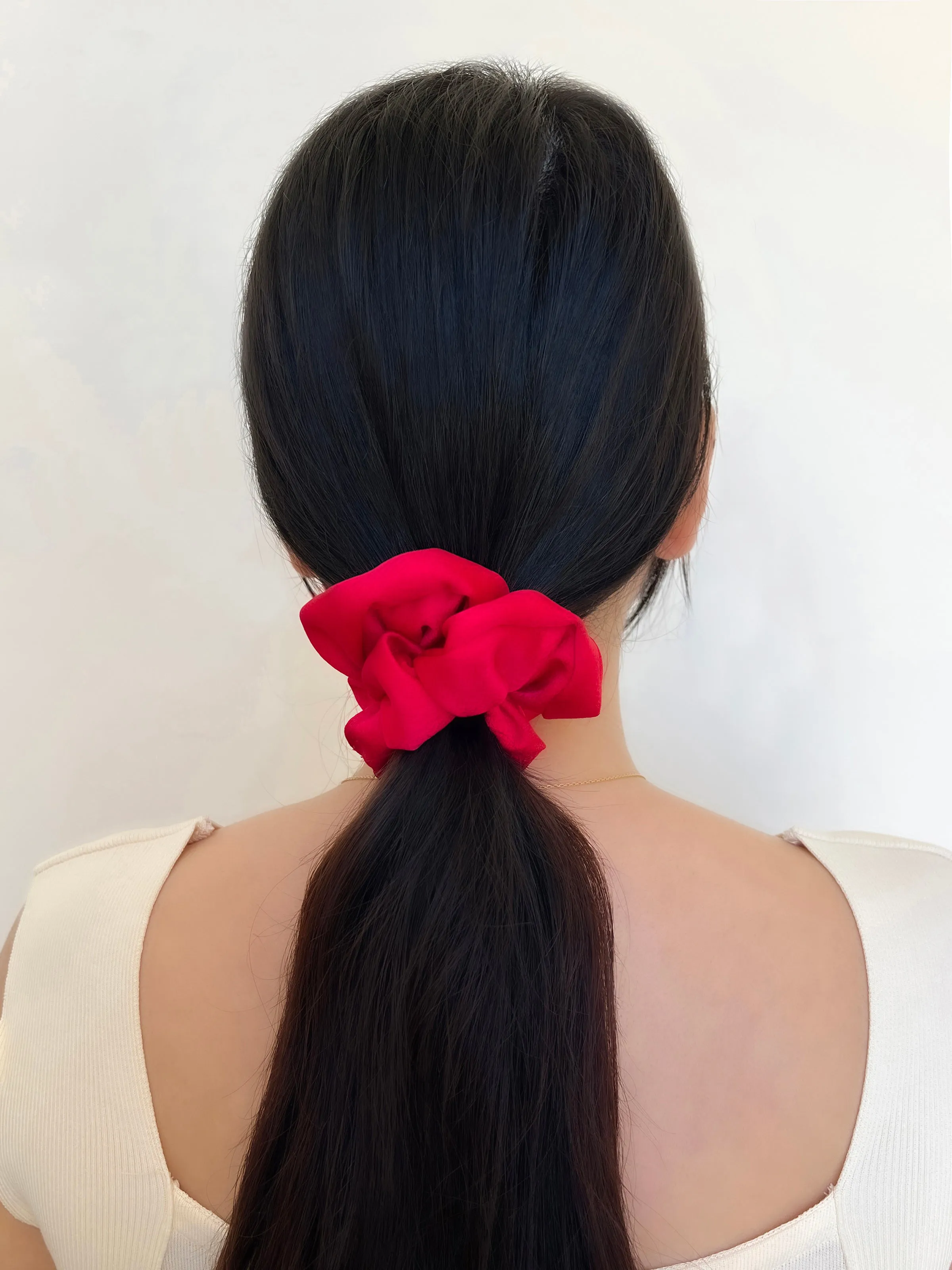 Satin Medium Red Scrunchie