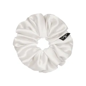 Satin Medium White Scrunchie