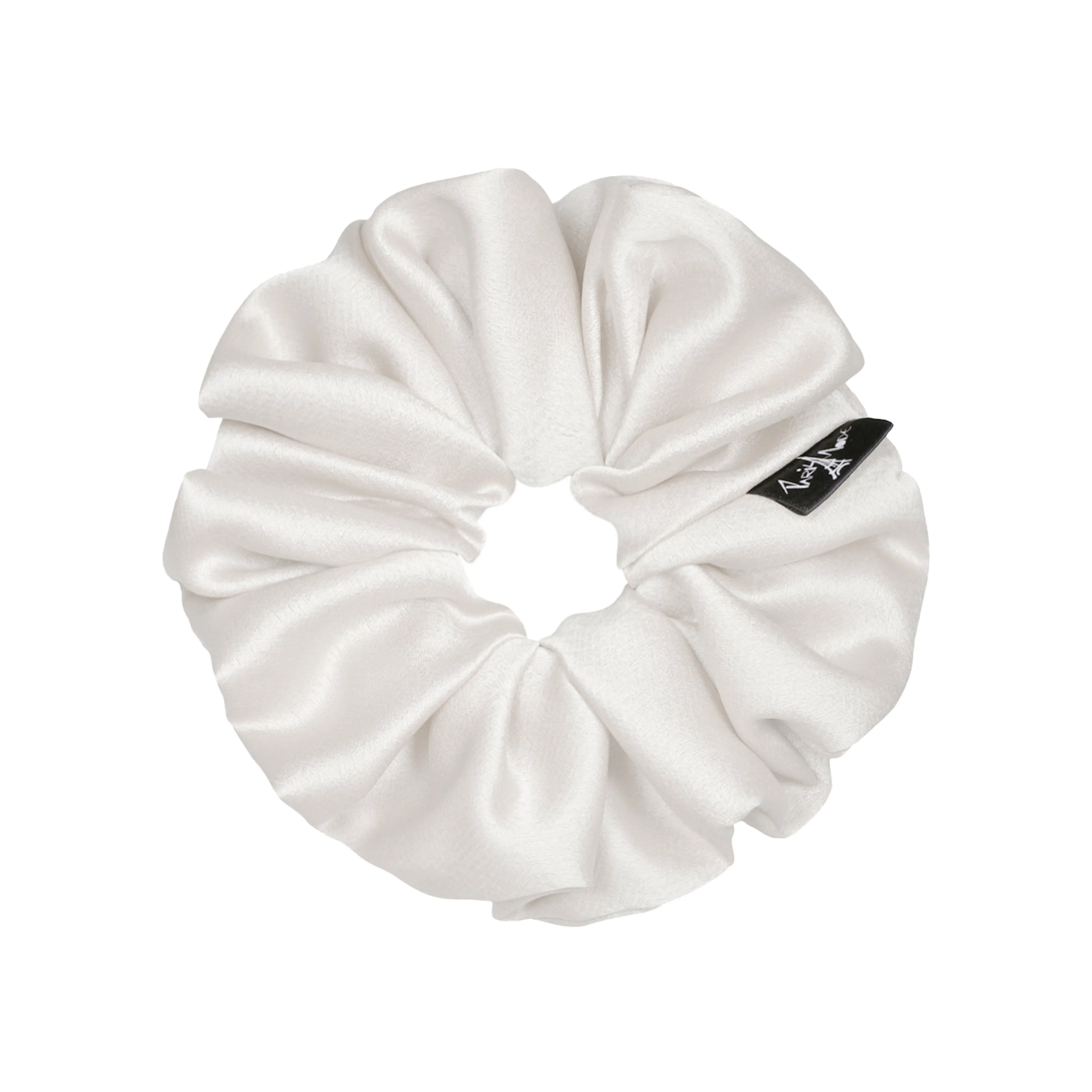 Satin Medium White Scrunchie