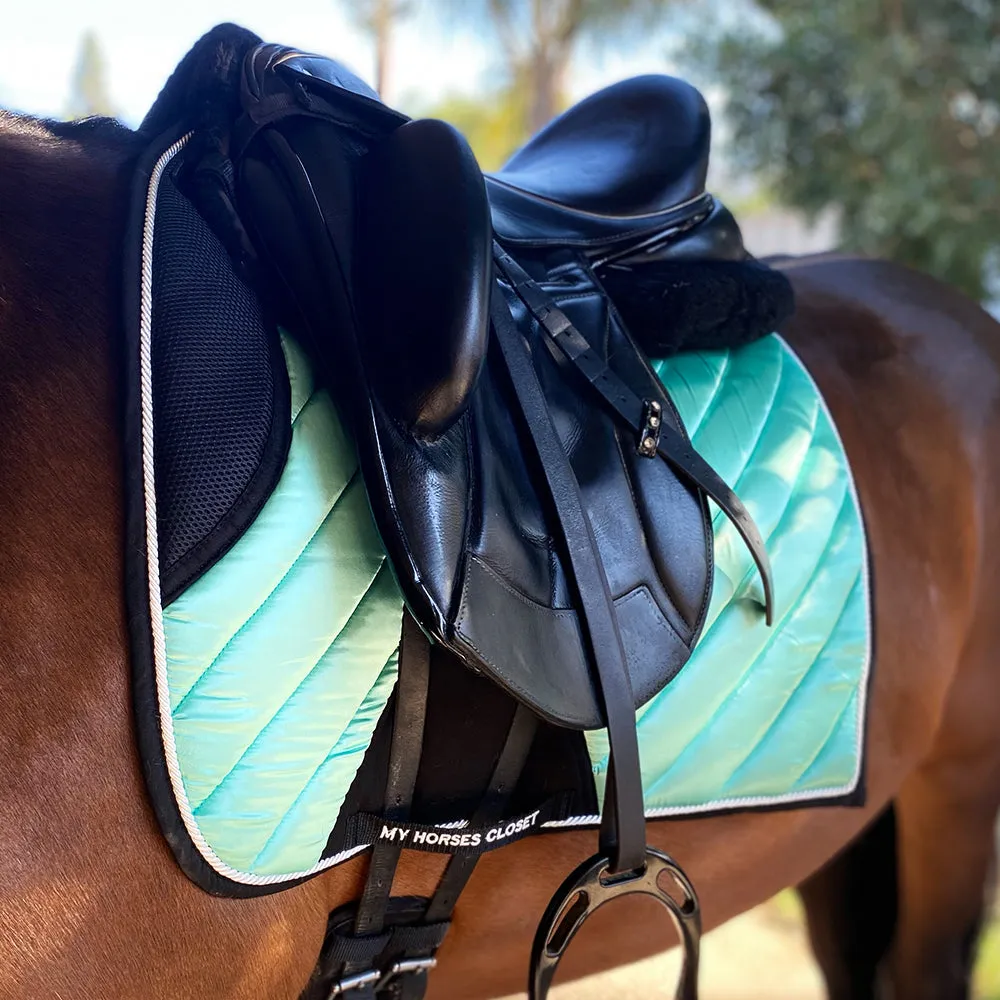 Satin Mesh Dressage Saddle Pad Amboise Seafoam Aqua Blue Mint