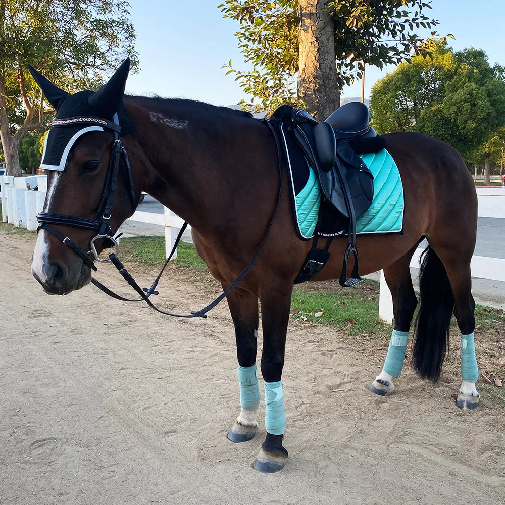 Satin Mesh Dressage Saddle Pad Amboise Seafoam Aqua Blue Mint