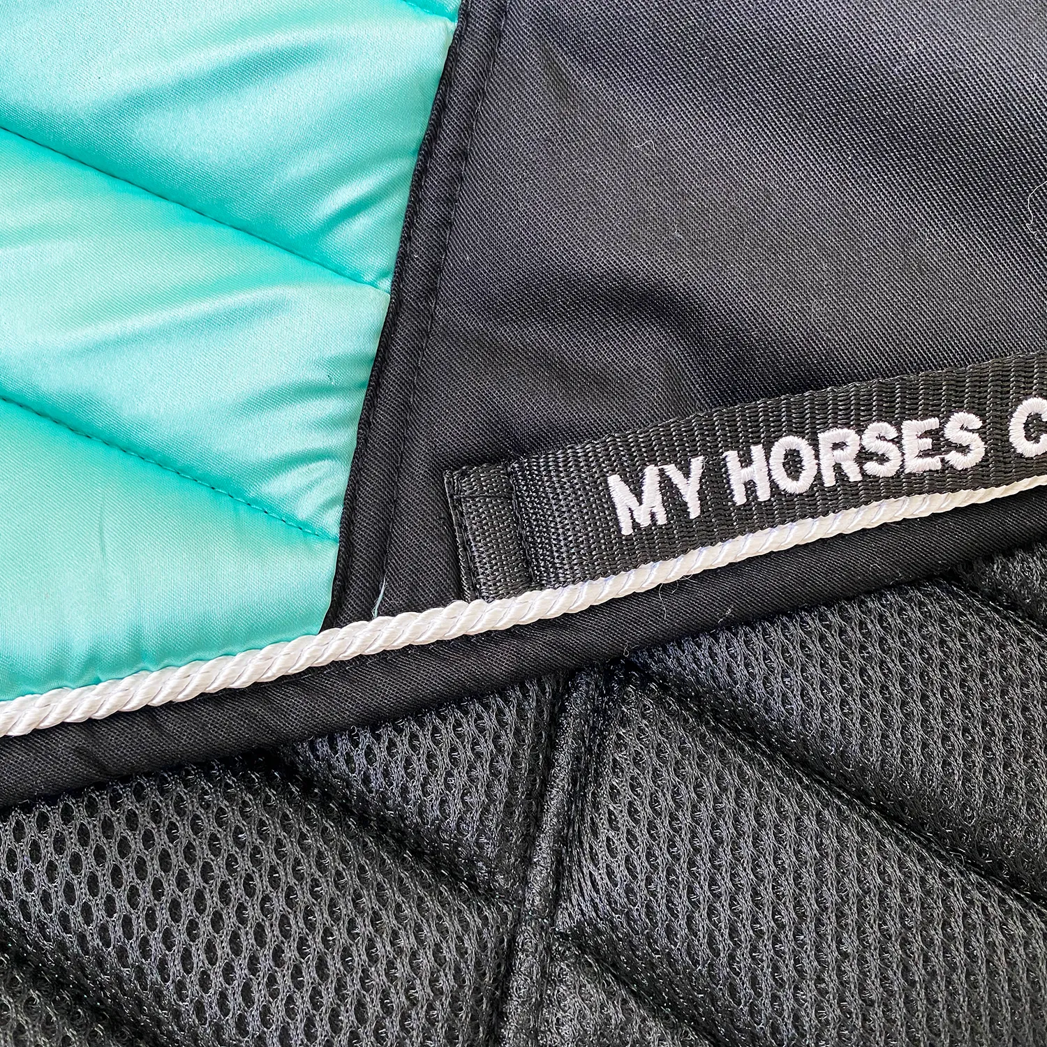 Satin Mesh Dressage Saddle Pad Amboise Seafoam Aqua Blue Mint