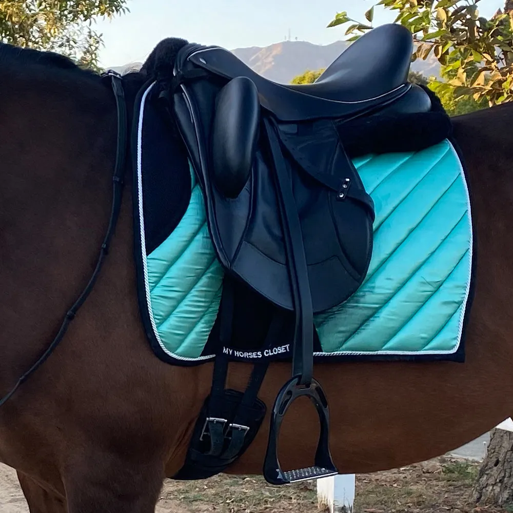 Satin Mesh Dressage Saddle Pad Amboise Seafoam Aqua Blue Mint