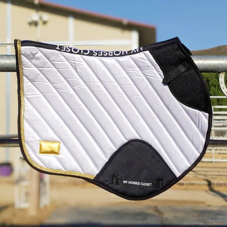 Satin Mesh Dressage Saddle Pad Amboise White Show