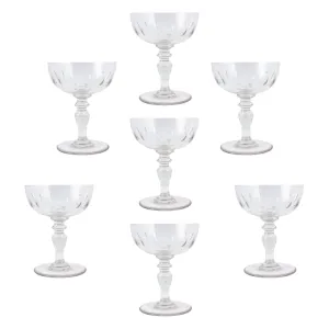 Set of 7 Antique French Crystal Champagne Coupes