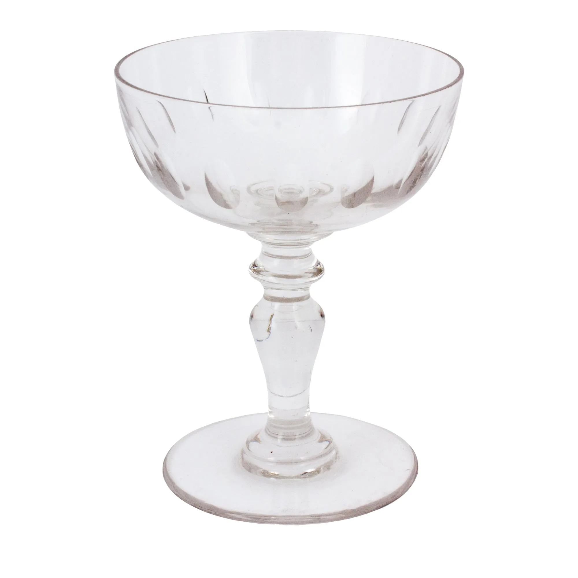 Set of 7 Antique French Crystal Champagne Coupes