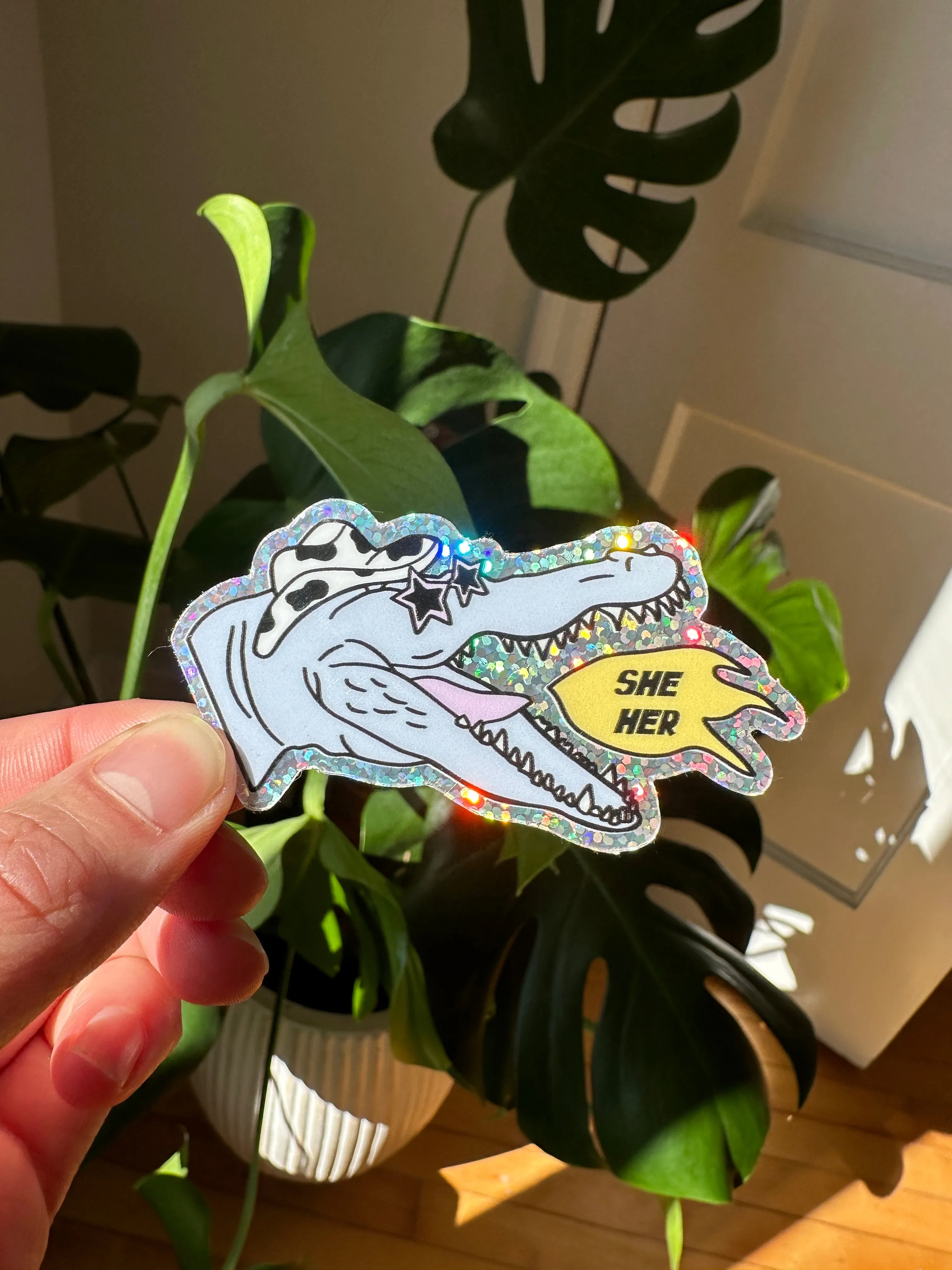 She/Her Glitter Sticker