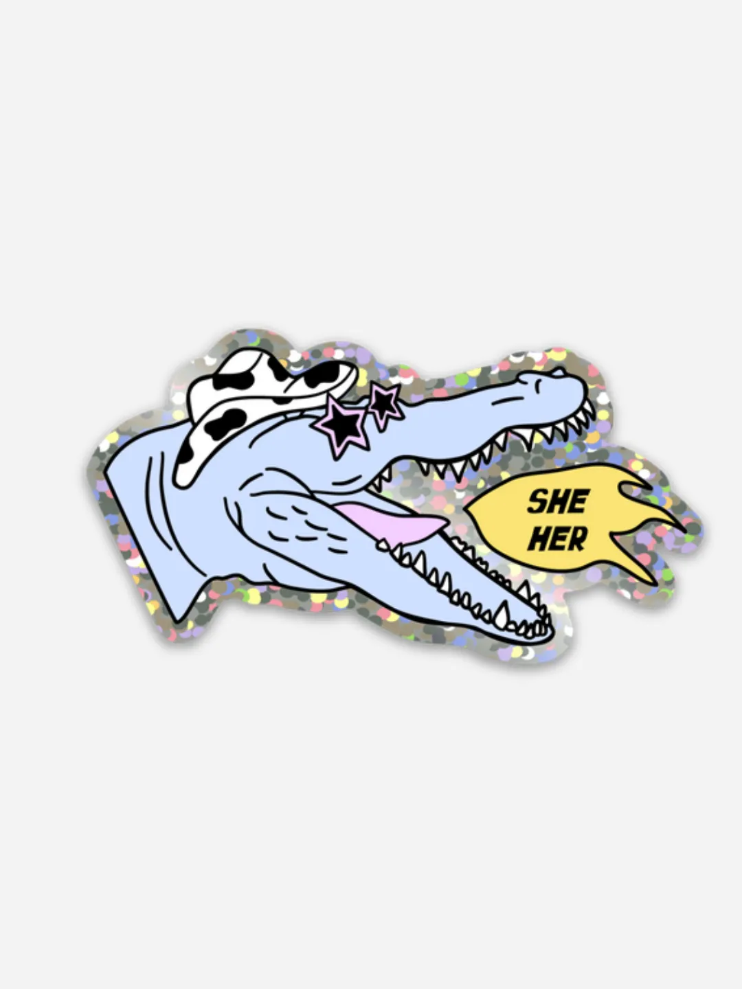 She/Her Glitter Sticker