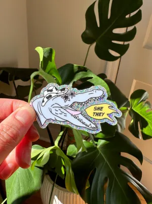 She/They Glitter Sticker