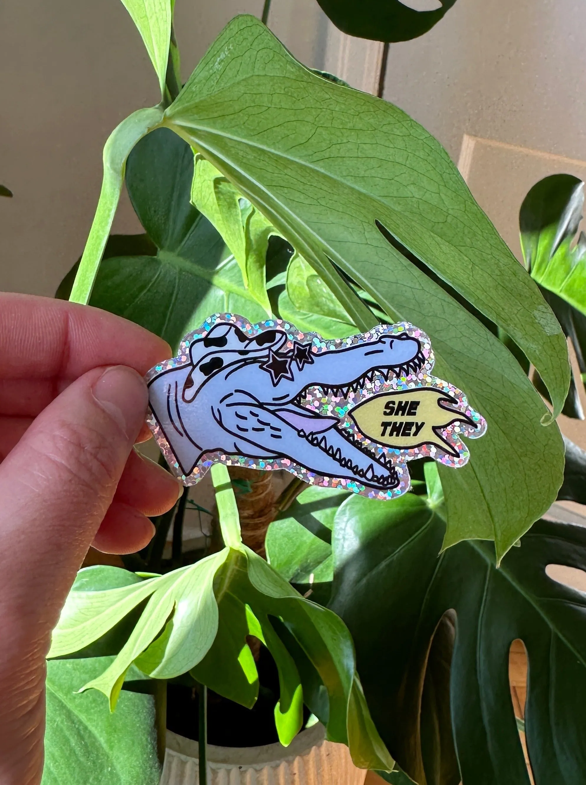 She/They Glitter Sticker