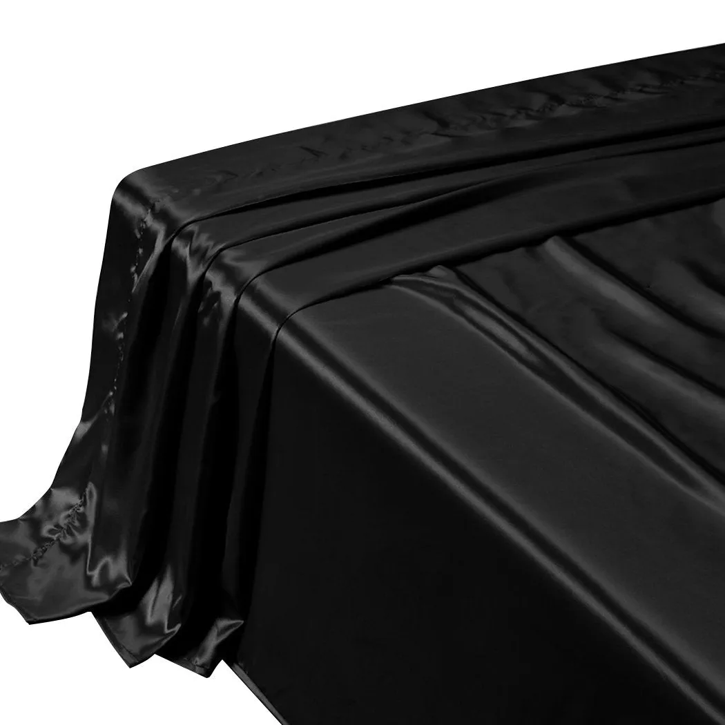 Silk Satin Quilt Duvet Cover Set in King Size in Black Colour