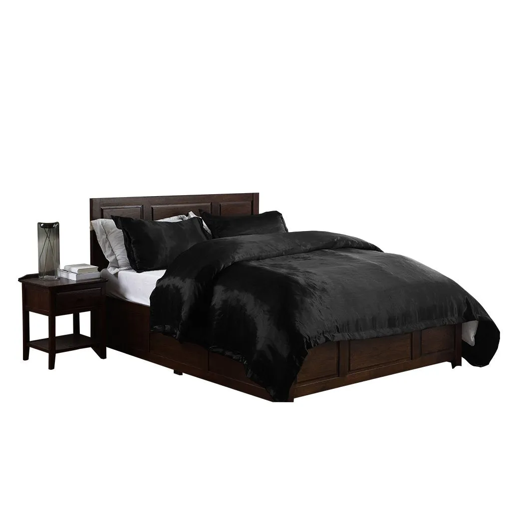 Silk Satin Quilt Duvet Cover Set in King Size in Black Colour