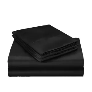 Silk Satin Quilt Duvet Cover Set in King Size in Black Colour