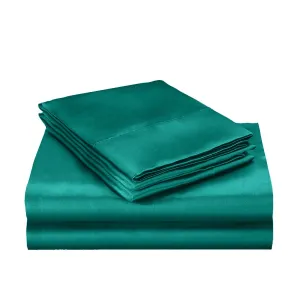 Silk Satin Quilt Duvet Cover Set in King Size in Teal Colour
