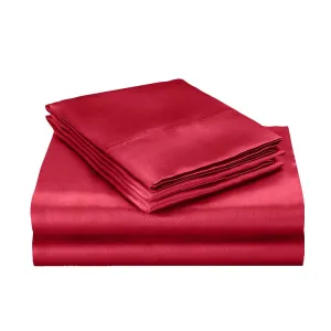 Silk Satin Quilt Duvet Cover Set in Queen Size in Burgundy Colour