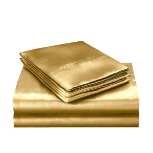 Silk Satin Quilt Duvet Cover Set in Single Size in Champagne Colour