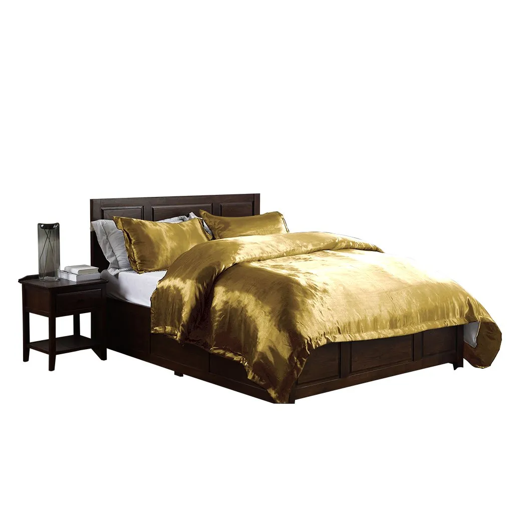 Silk Satin Quilt Duvet Cover Set in Single Size in Champagne Colour