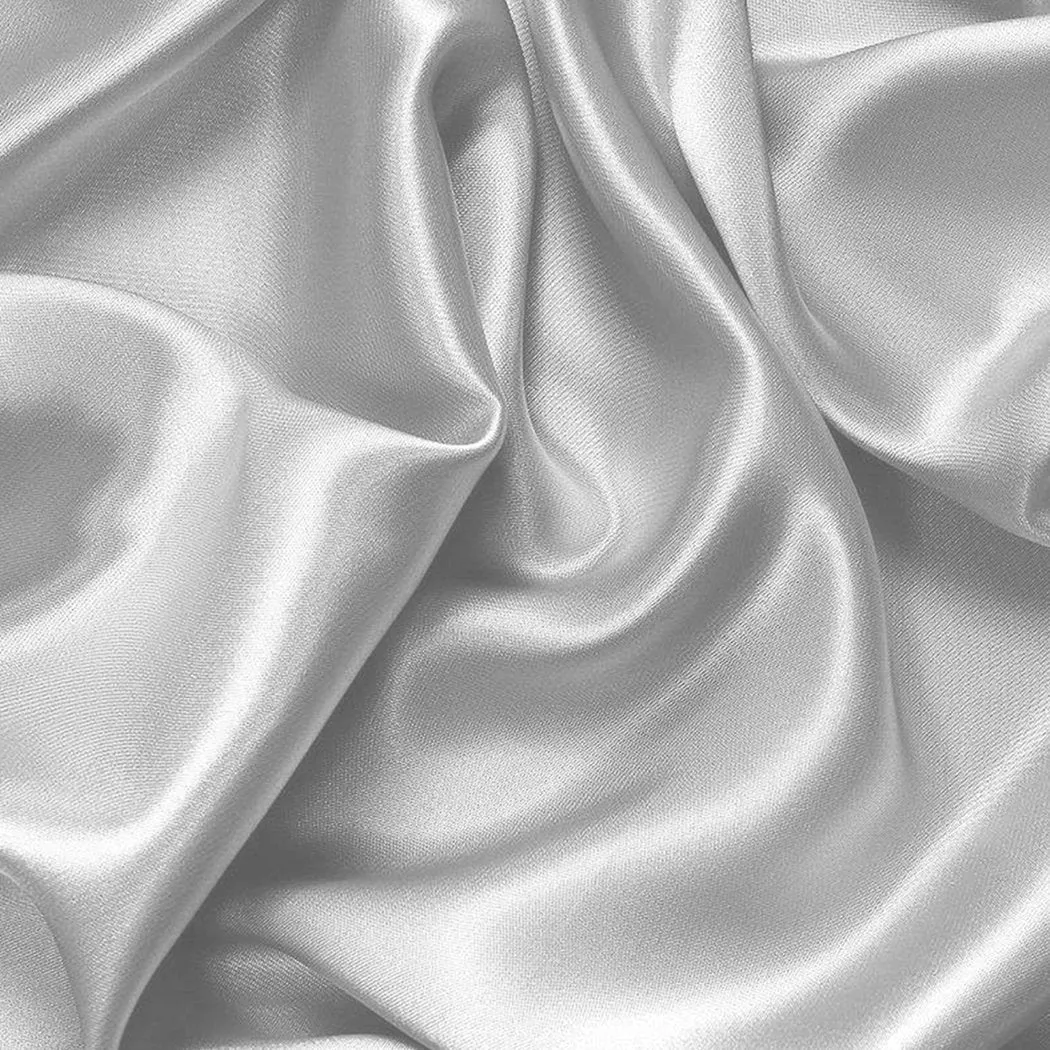 Silk Satin Quilt Duvet Cover Set in Single Size in Silver Colour