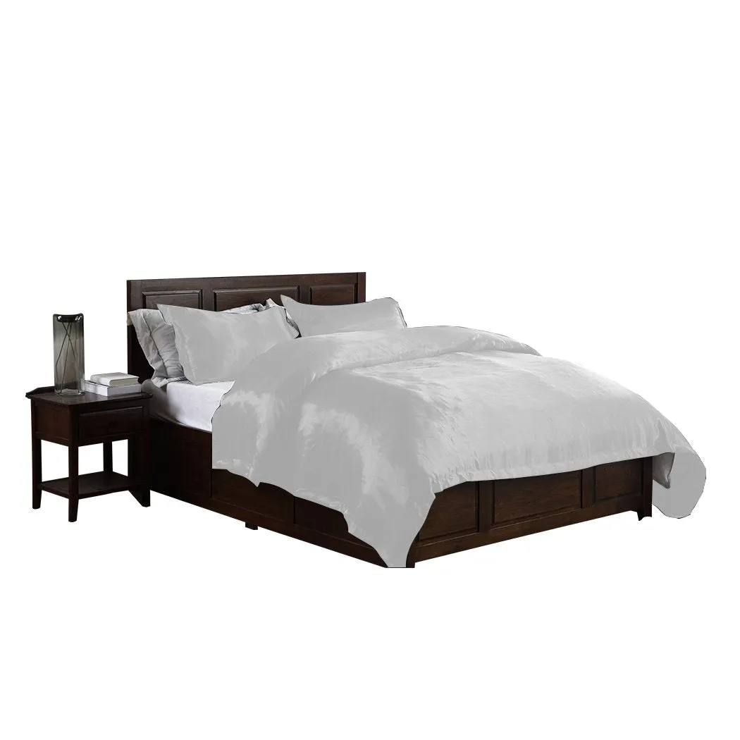 Silk Satin Quilt Duvet Cover Set in Single Size in Silver Colour