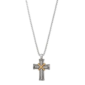SILVER AND GOLD 2"CRYstal CROSS PENDANT NECKLACE #FW1203256(AG2)
