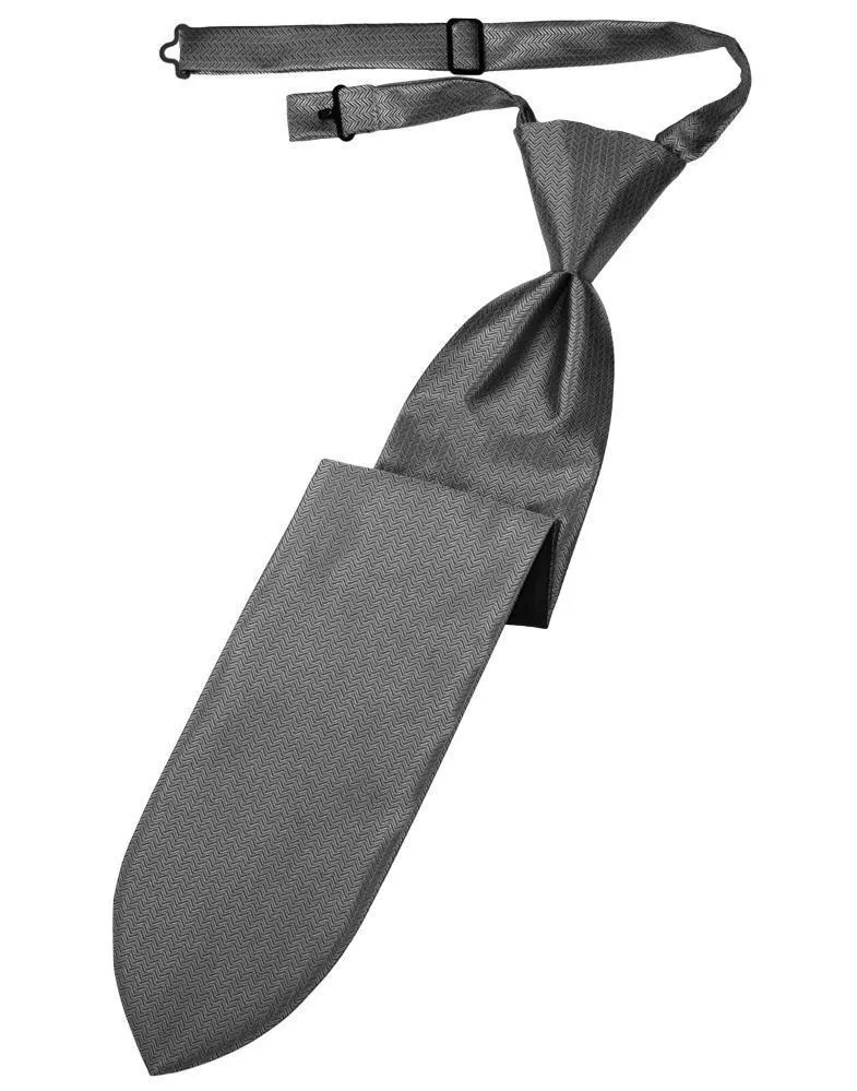 Silver Herringbone Necktie