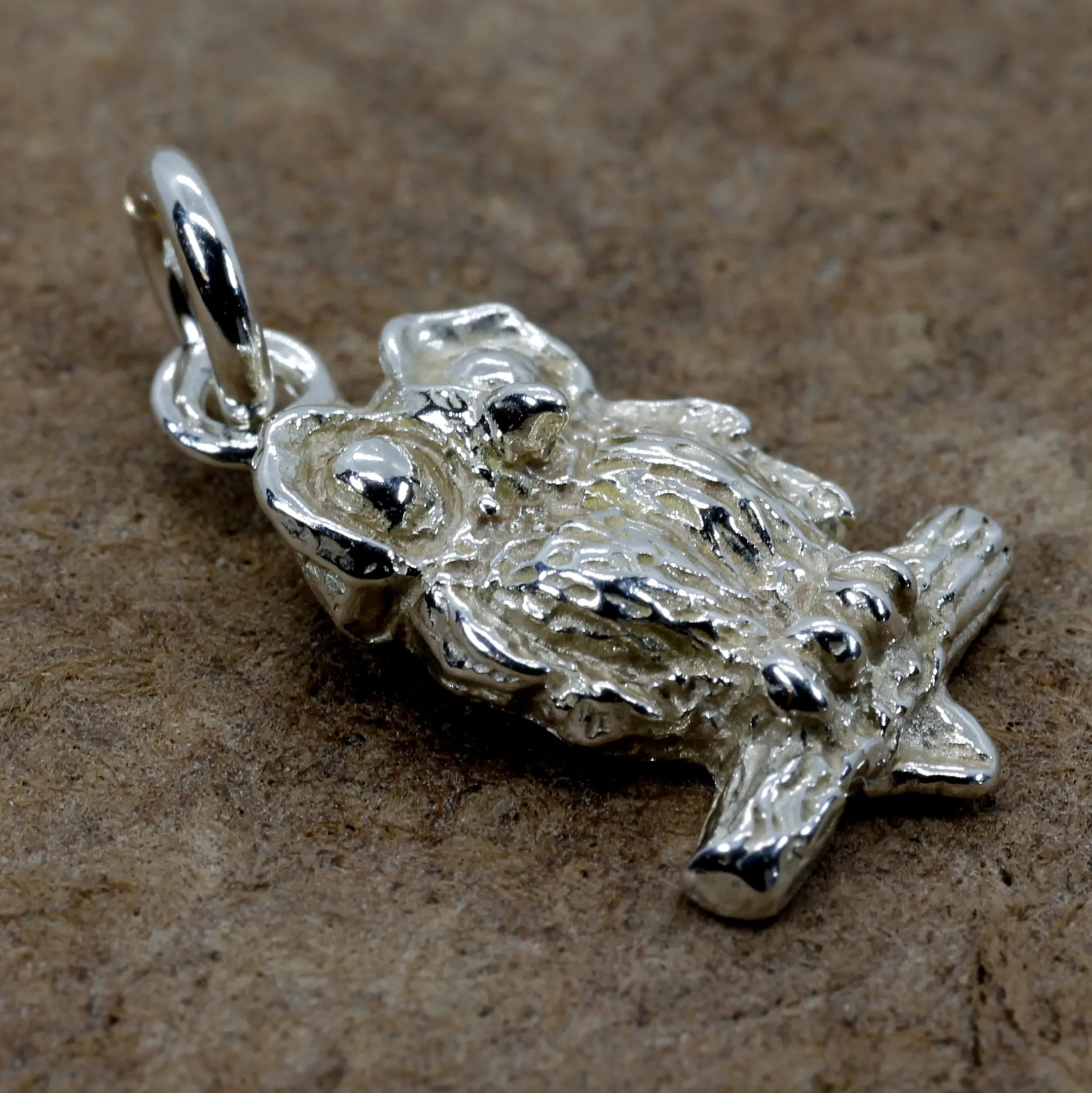 Silver Owl Charm with Big Eyes 925 Sterling Silver owl in tiny size
