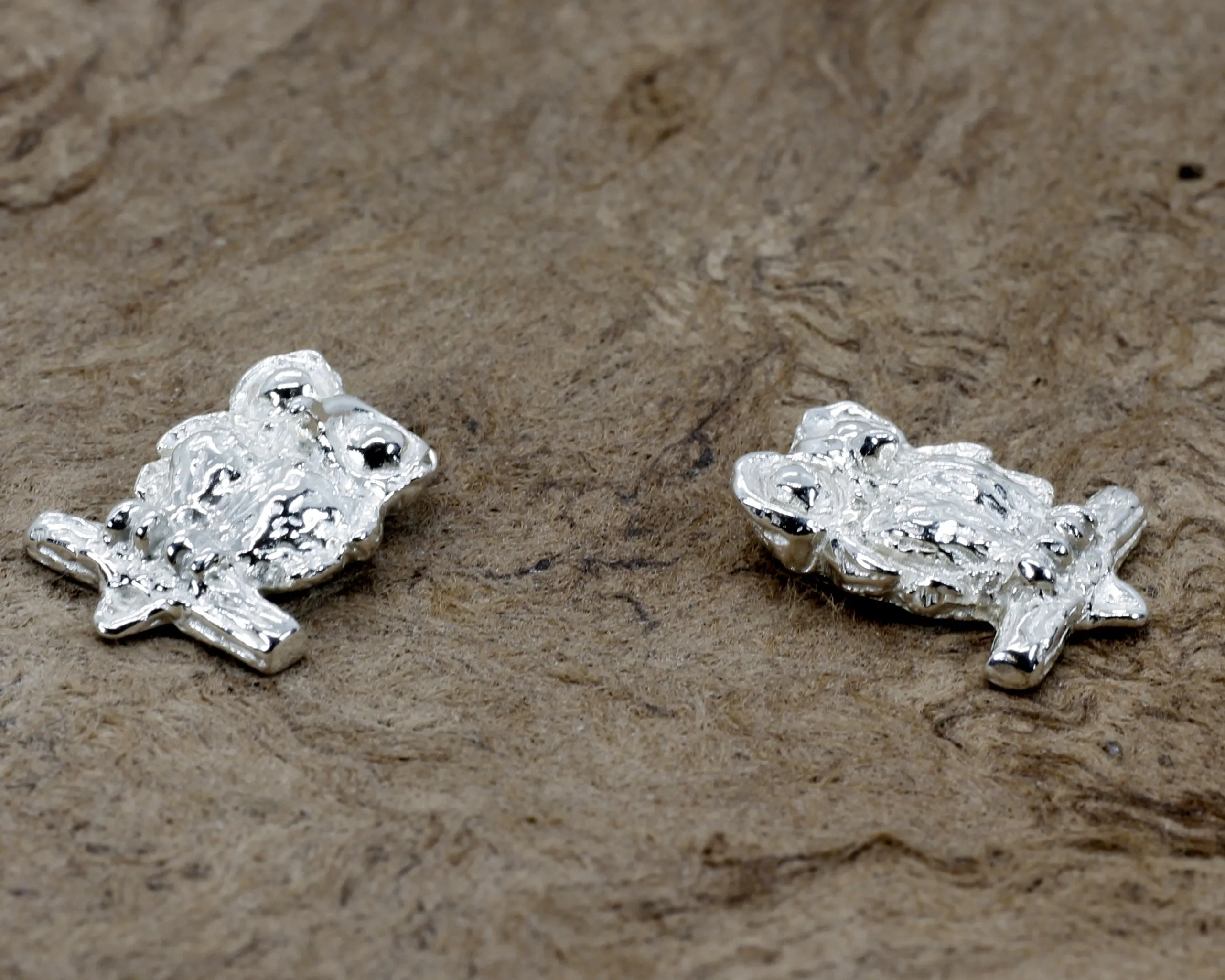 Silver Owl Earrings with Big Eyes 925 Sterling Silver Post Earring
