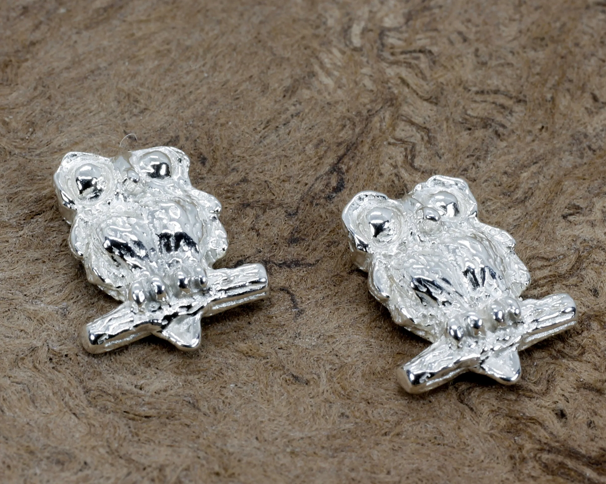 Silver Owl Earrings with Big Eyes 925 Sterling Silver Post Earring