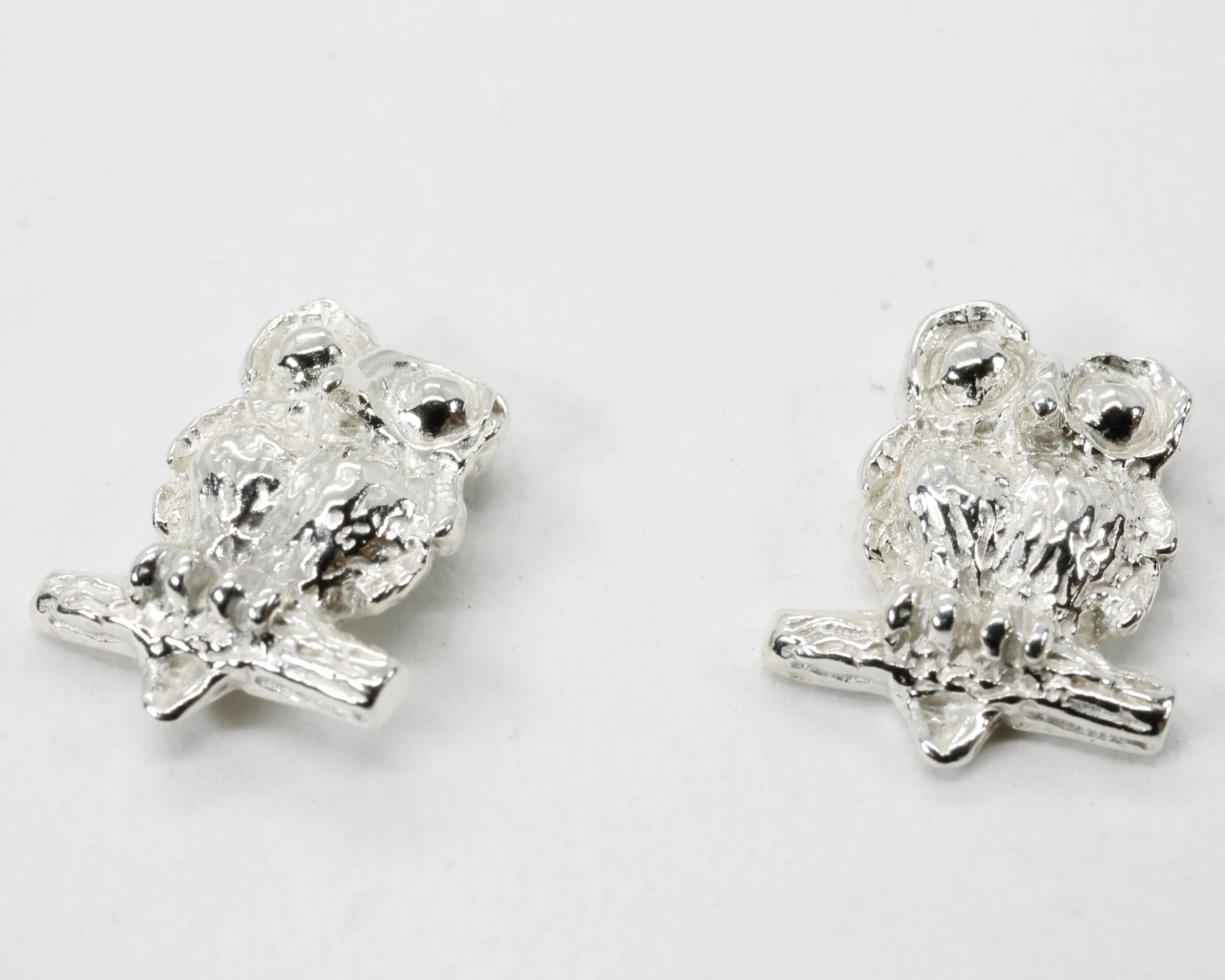 Silver Owl Earrings with Big Eyes 925 Sterling Silver Post Earring