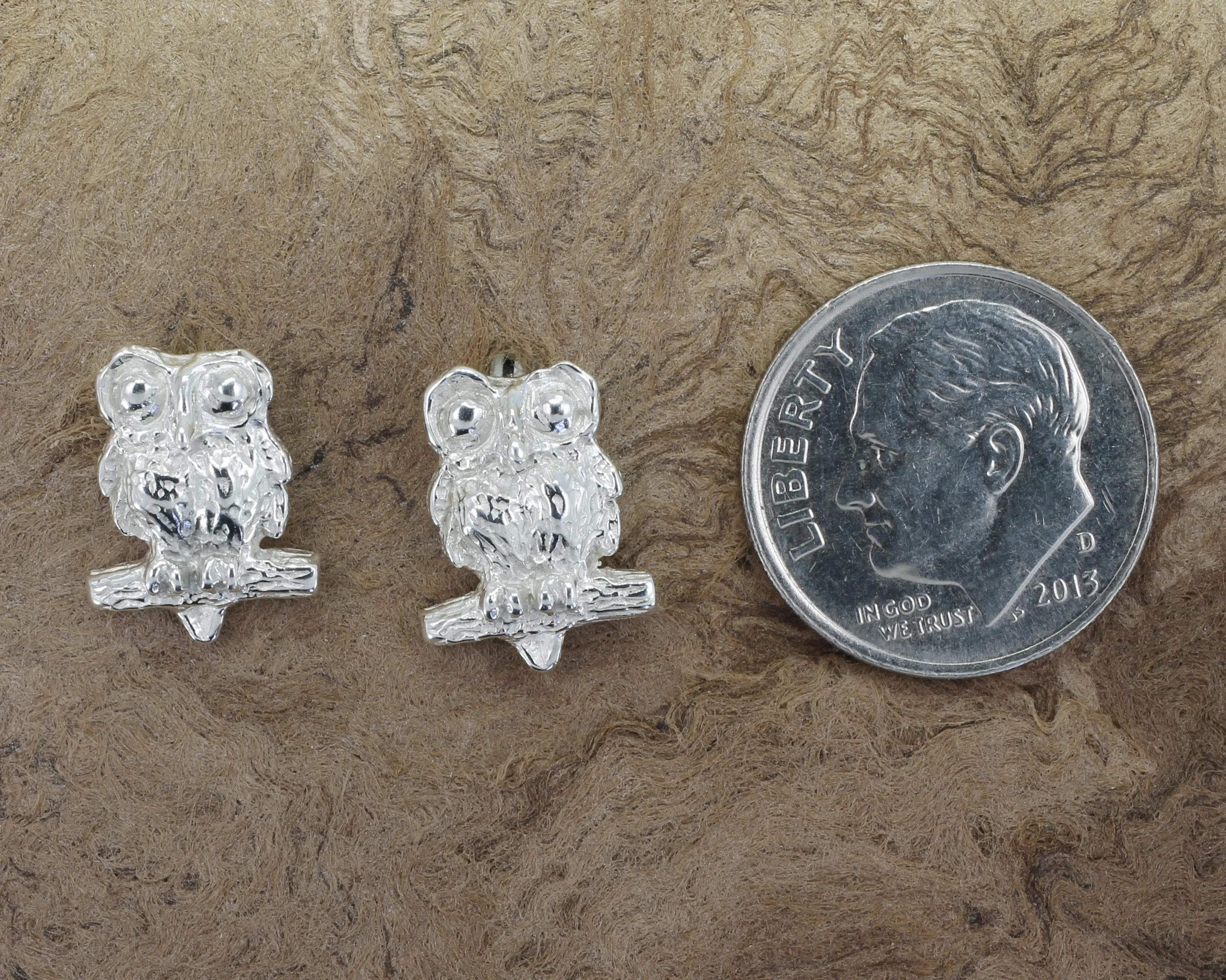 Silver Owl Earrings with Big Eyes 925 Sterling Silver Post Earring