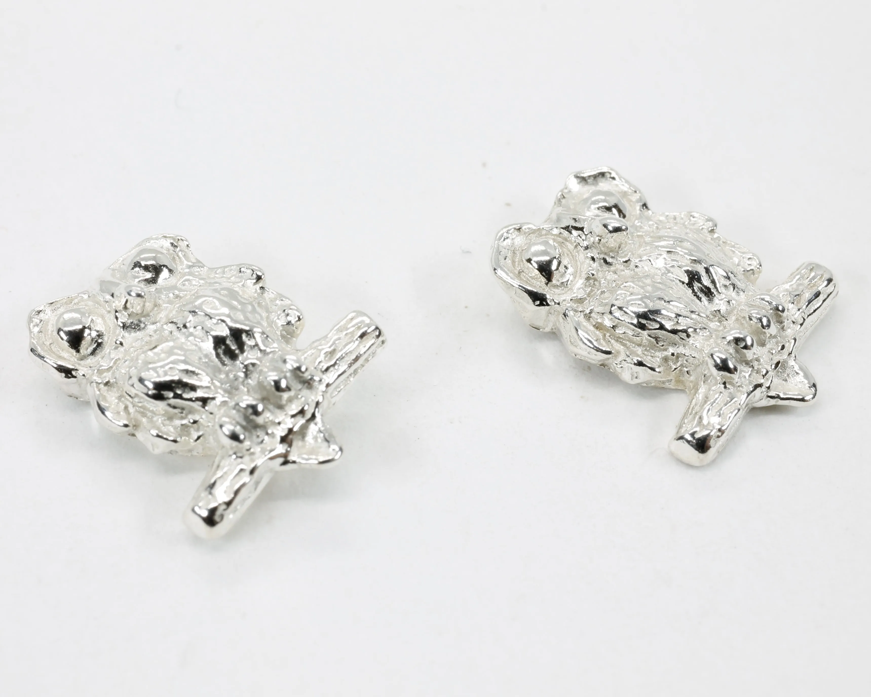 Silver Owl Earrings with Big Eyes 925 Sterling Silver Post Earring