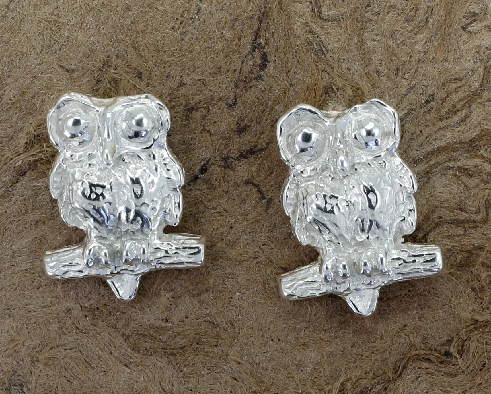 Silver Owl Earrings with Big Eyes 925 Sterling Silver Post Earring