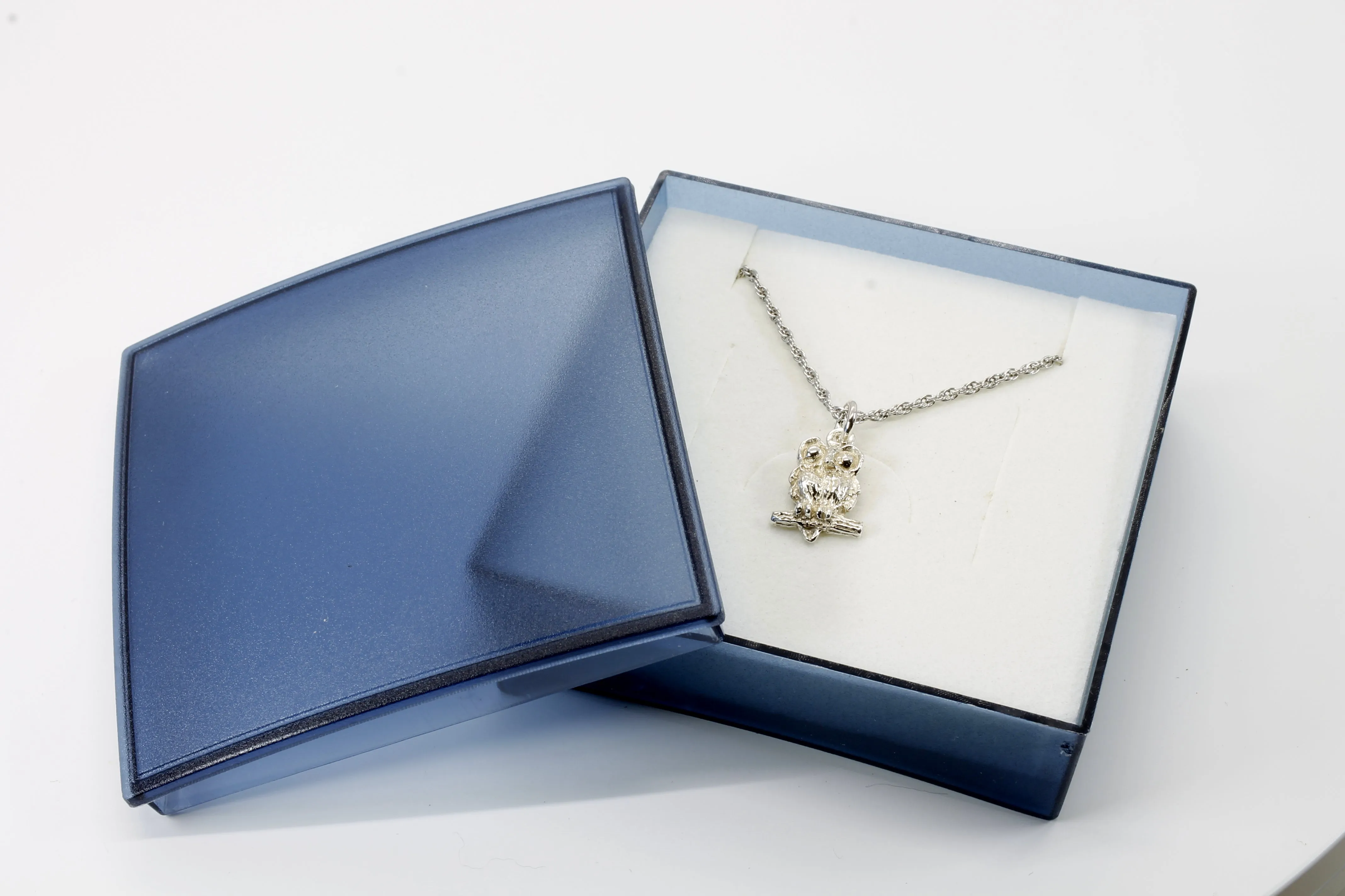 Silver Owl Necklace with Big Eyes 925 Sterling Silver owl in tiny size