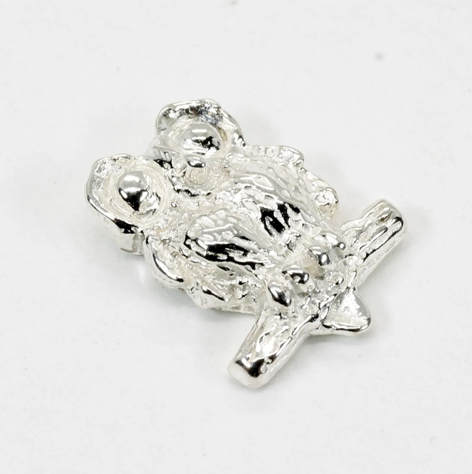 Silver Owl Tie Tack with Big Eyes made in 925 Sterling Silver owl in small size