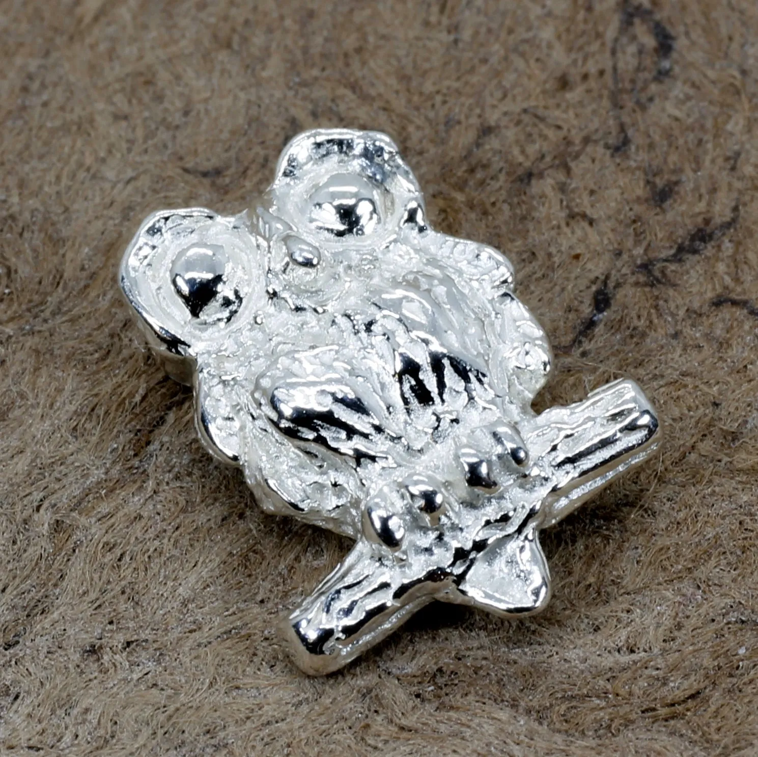 Silver Owl Tie Tack with Big Eyes made in 925 Sterling Silver owl in small size