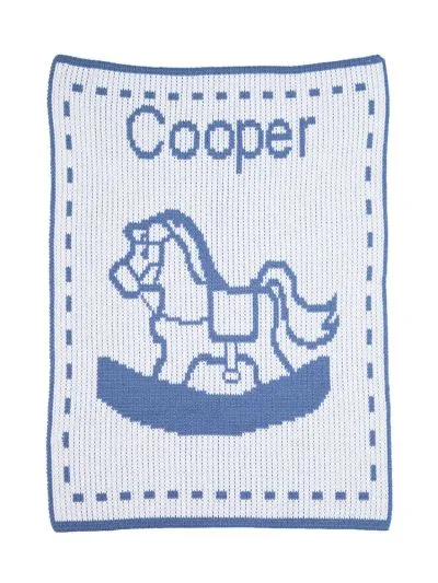 SINGLE ROCKING HORSE & NAME BLANKET