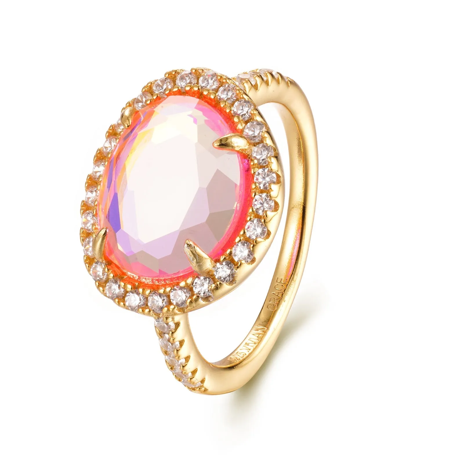 Skye Ring - Pink Dichroic Glass